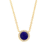0.04ct Diamond & 0.33ct Lapis 14k Yellow Gold Necklace